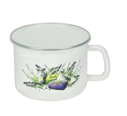 Smaltovaný hrnek s poklicí 14 cm Levandule