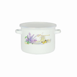 Smaltovaný hrnec s poklicí vysoký 14 cm Mlýn